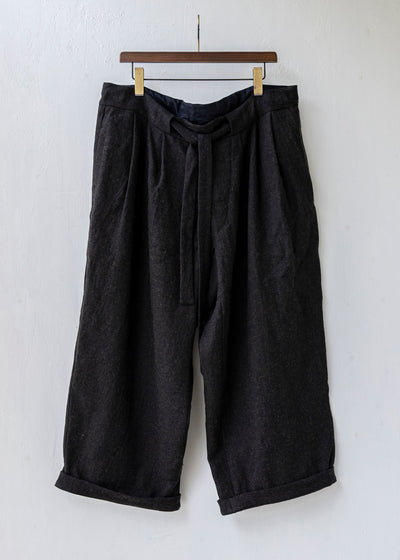 ZIIIN / "DARMA" 3 Tuck Wide Pants / Hemp Wool / DARK GRAY