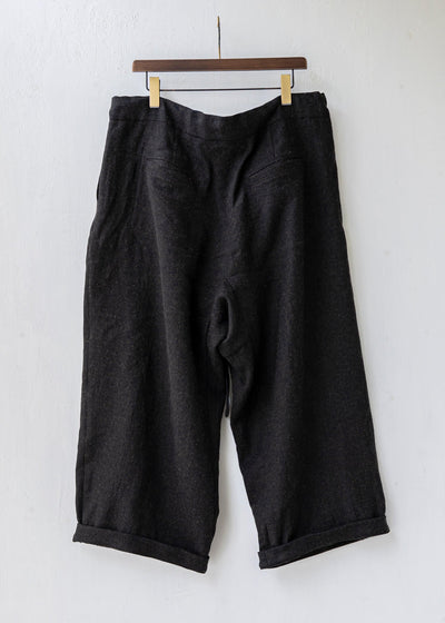 ZIIIN / "DARMA" 3 Tuck Wide Pants / Hemp Wool / DARK GRAY