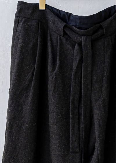 ZIIIN / "DARMA" 3 Tuck Wide Pants / Hemp Wool / DARK GRAY