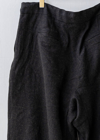ZIIIN / "DARMA" 3 Tuck Wide Pants / Hemp Wool / DARK GRAY