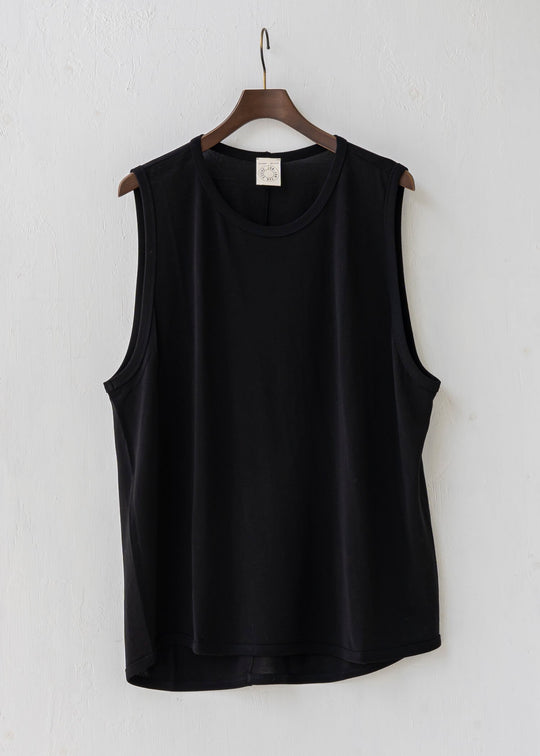 JAN-JAN VAN ESSCHE / "TANKTOP#16" BLACK WASHI/COTTON JERSEY