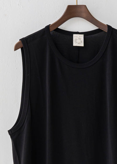 JAN-JAN VAN ESSCHE / "TANKTOP#16" BLACK WASHI/COTTON JERSEY