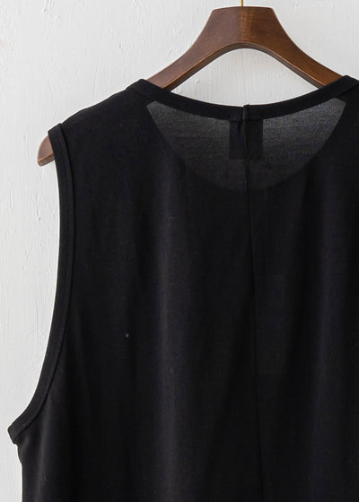 JAN-JAN VAN ESSCHE / "TANKTOP#16" BLACK WASHI/COTTON JERSEY