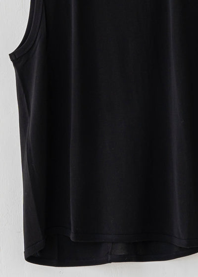 JAN-JAN VAN ESSCHE / "TANKTOP#16" BLACK WASHI/COTTON JERSEY