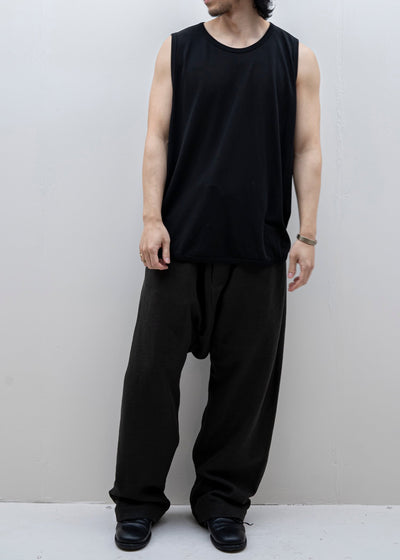 JAN-JAN VAN ESSCHE / "TANKTOP#16" BLACK WASHI/COTTON JERSEY
