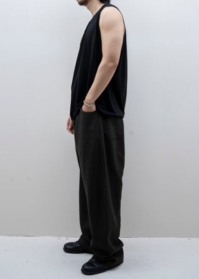 JAN-JAN VAN ESSCHE / "TANKTOP#16" BLACK WASHI/COTTON JERSEY