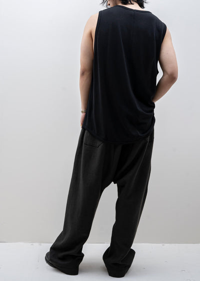 JAN-JAN VAN ESSCHE / "TANKTOP#16" BLACK WASHI/COTTON JERSEY