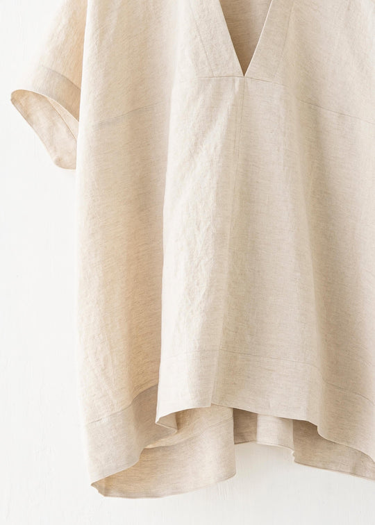 JAN-JAN VAN ESSCHE / "TUNIC#27" NATURAL MELE LINEN/SILK SHIRTING