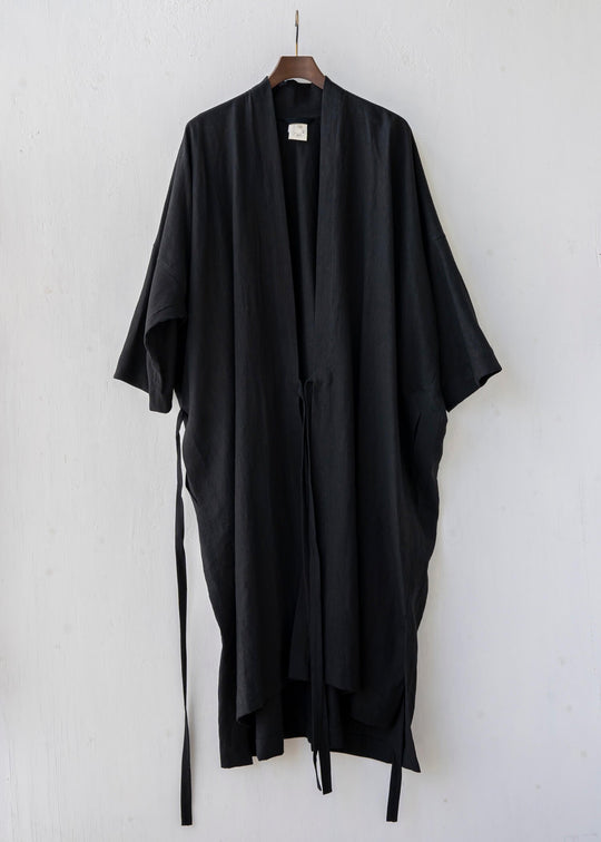 JAN-JAN VAN ESSCHE / "KIMONO#8" BLACK LINEN/PAPER CLOTH