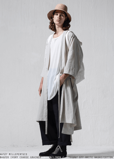 JAN-JAN VAN ESSCHE / "KIMONO#8" NATURAL MELE LI/SE SHIRTING
