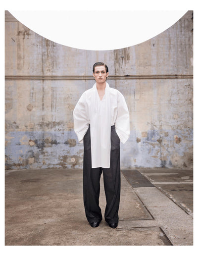 HED MAYNER SCARF COLLAR SHIRT / WHITE