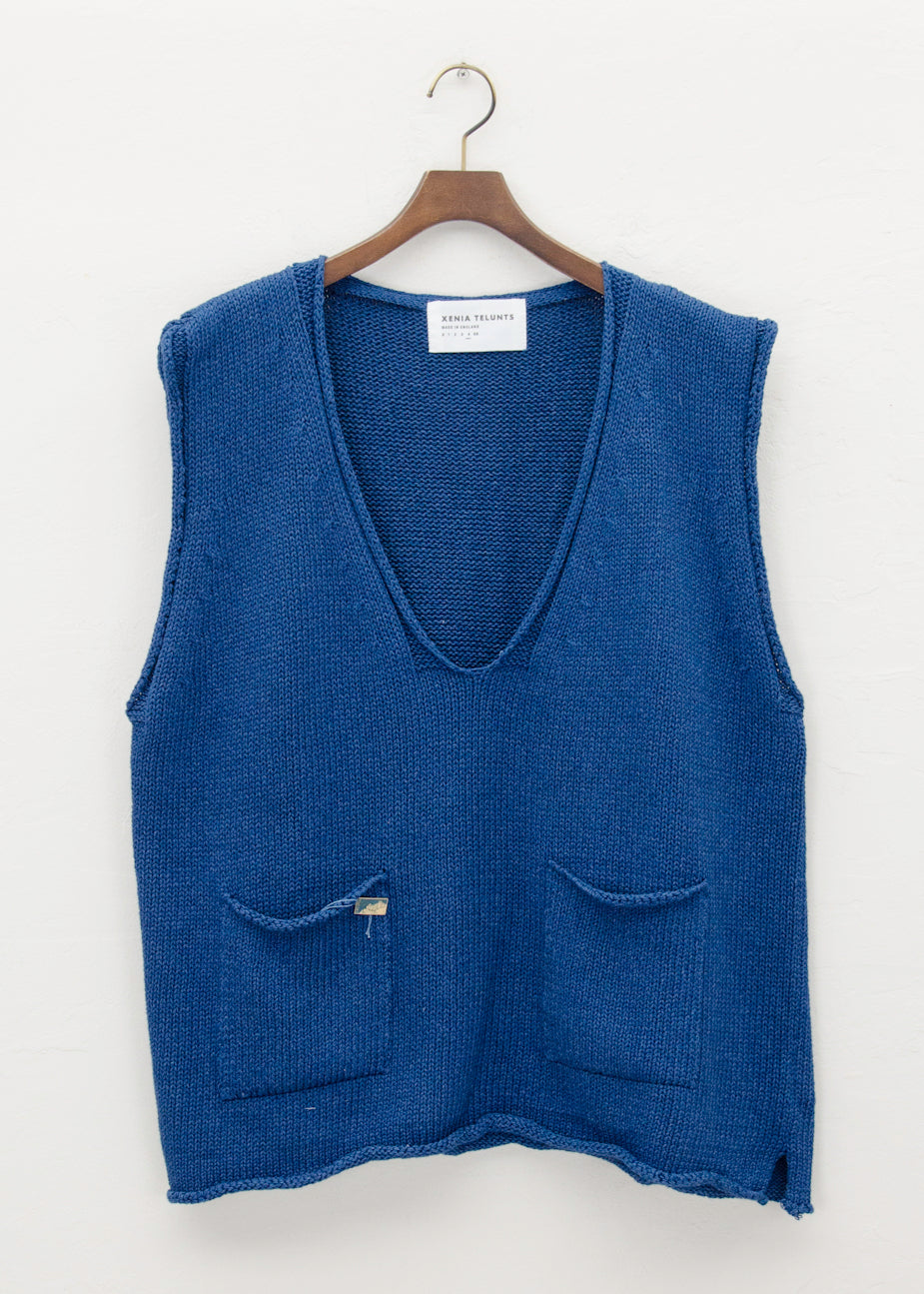 XENIA TELUNTS "Indigo Blue Drop Neck Pocket Vest"