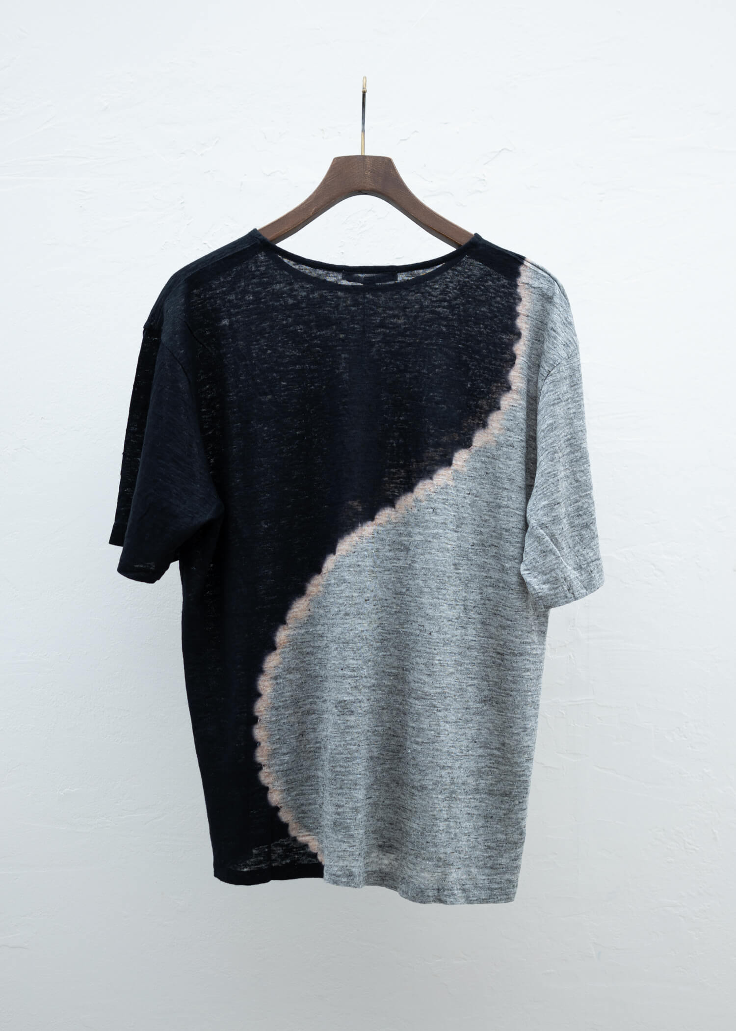 SUZUSAN Linen Jersey Short Sleeve T-Shirt Black / Grey