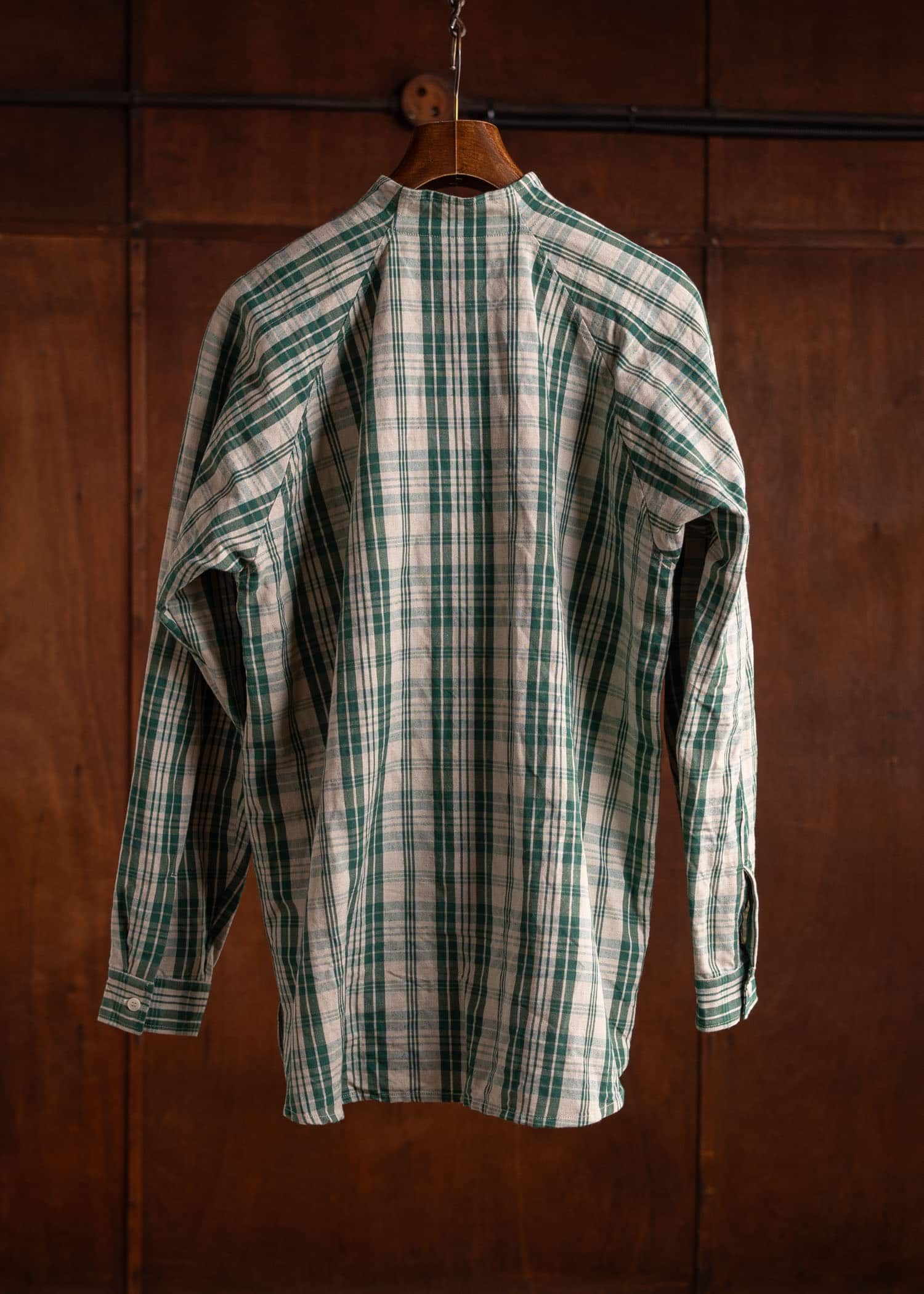 unkruid Stand Collar Shirt Green kelsch cloth