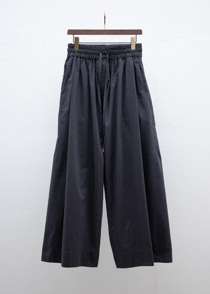 JAN-JAN VAN ESSCHE "TROUSERS#77" LOOSE FIT SINGLE PLEATED TROUSERS ANTHRACITE RIDGED STRIPED SHIRTING