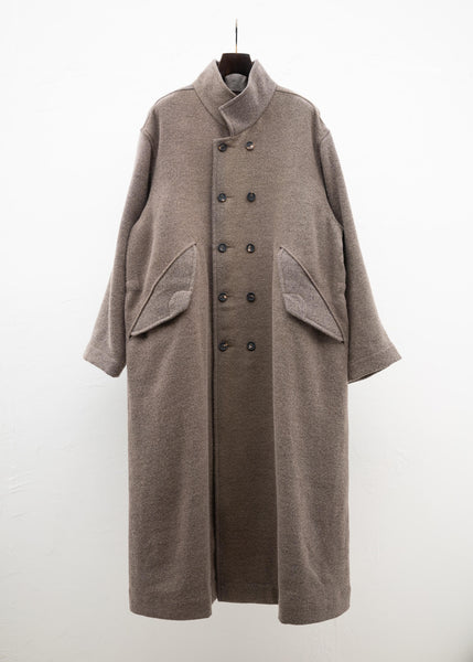 ZIGGY CHEN STAND COLLAR DOUBLE BREASTED COAT