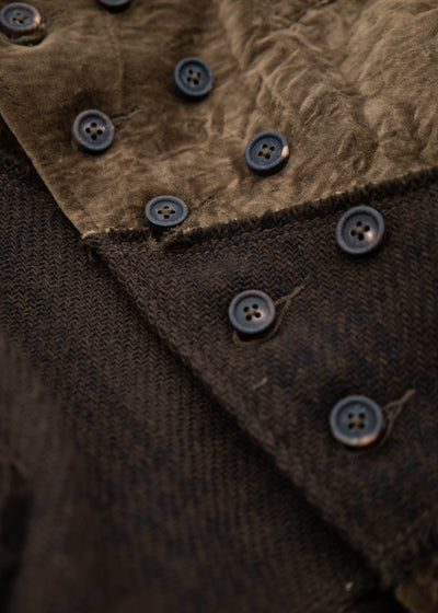 ZIGGY CHEN STAND COLLAR DOUBLE BREASTED PATCHWORKWAISTCOAT