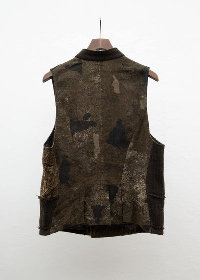 ZIGGY CHEN STAND COLLAR DOUBLE BREASTED PATCHWORKWAISTCOAT