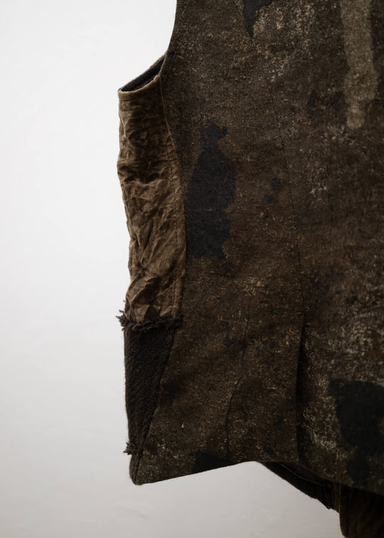 ZIGGY CHEN STAND COLLAR DOUBLE BREASTED PATCHWORKWAISTCOAT