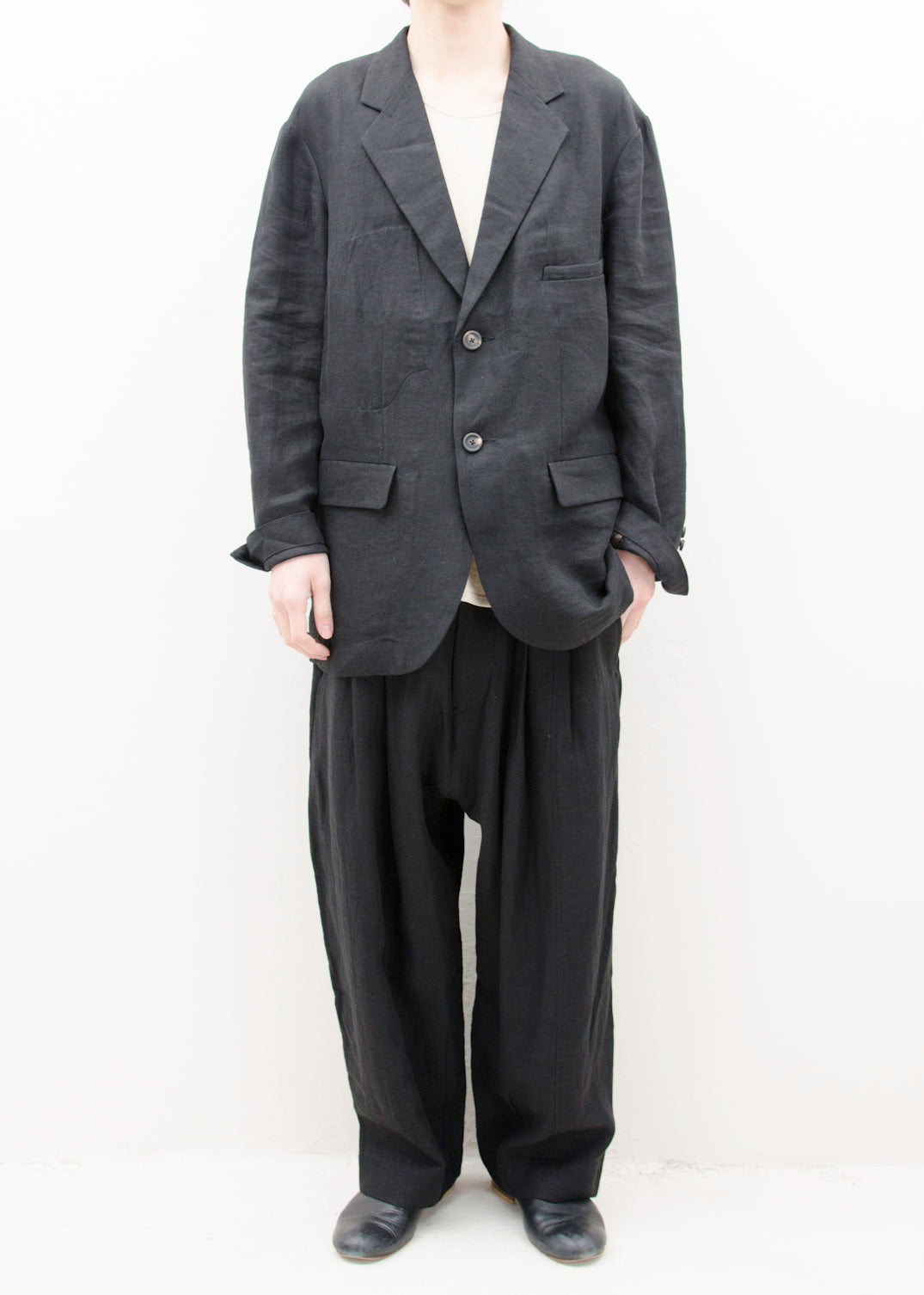 ZIGGY CHEN FRONT PLEAT TAPERED LONG TROUSERS