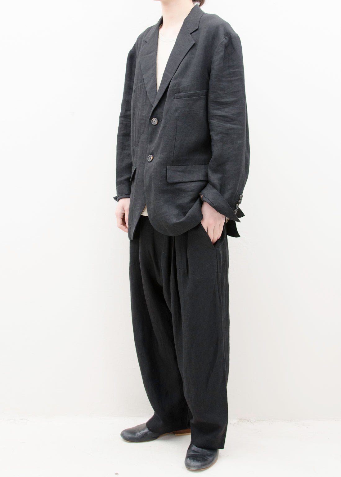 ZIGGY CHEN FRONT PLEAT TAPERED LONG TROUSERS