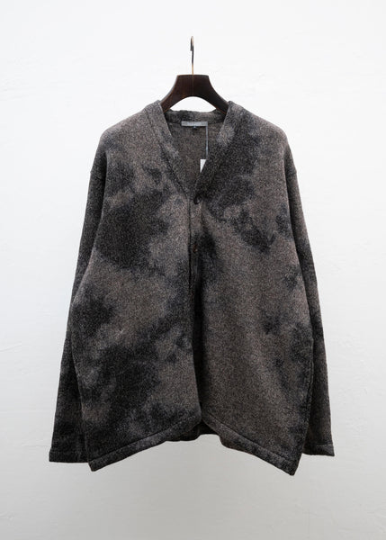 SUZUSAN Wool Cotton Jersey Cardi gan(Madara Shibori) Black - Muddy Brown