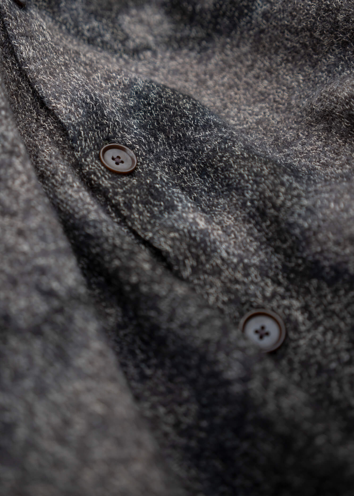 SUZUSAN Wool Cotton Jersey Cardi gan(Madara Shibori) Black - Muddy Brown