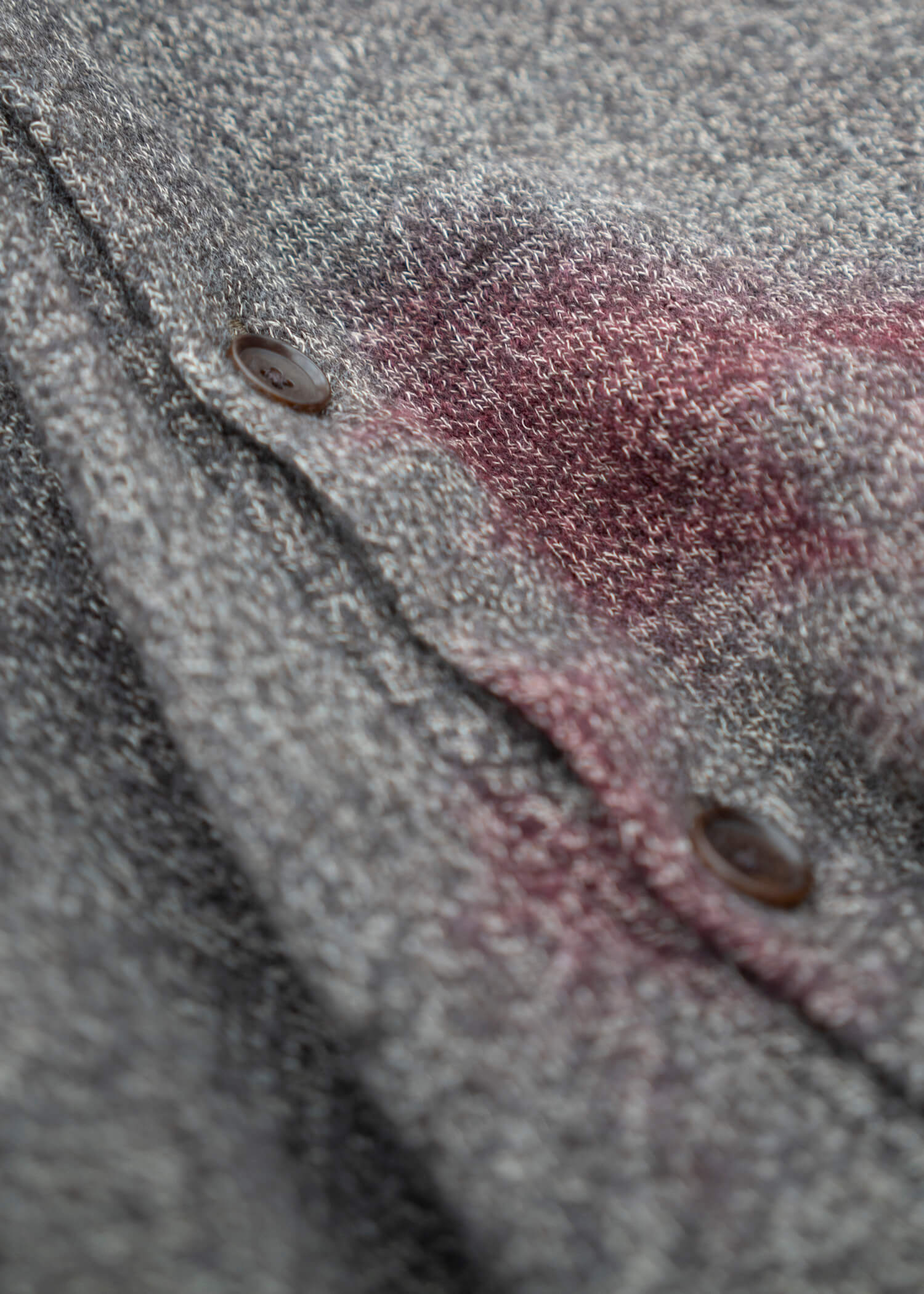 SUZUSAN Wool Cotton Jersey Cardi gan(Madara Shibori) Crimson - Muddy Brown