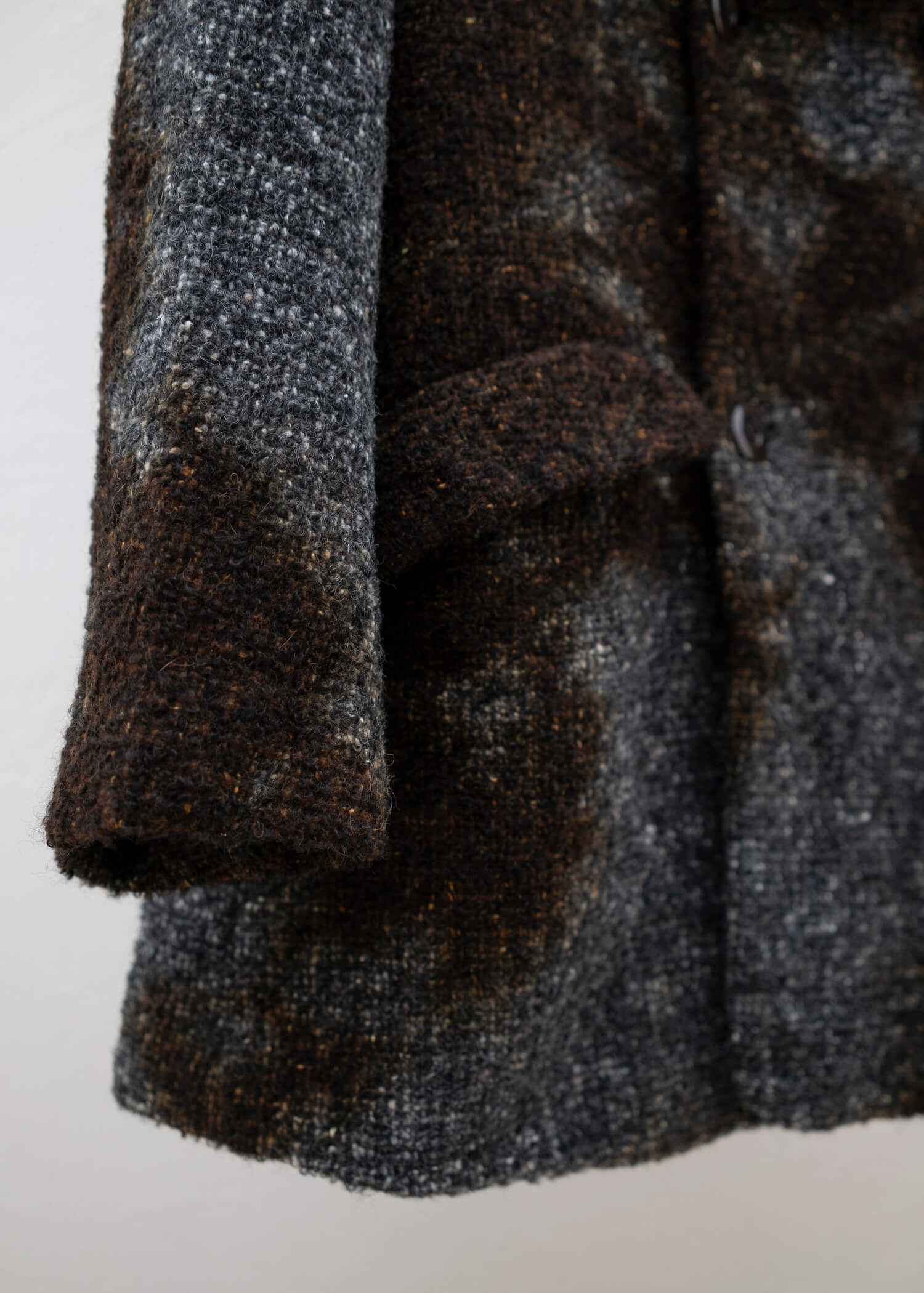 SUZUSAN Various Loop Yarn Tweed Half Pea Coat Brown - Dark Grey