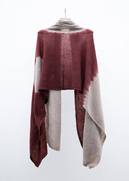 SUZUSAN Cashmere knit shawl Bordeaux - Light coffee