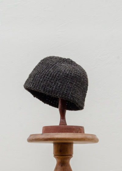 JAN-JAN VAN ESSCHE "BEANIE#7" DARK BROWN ICELANDIC WOOL