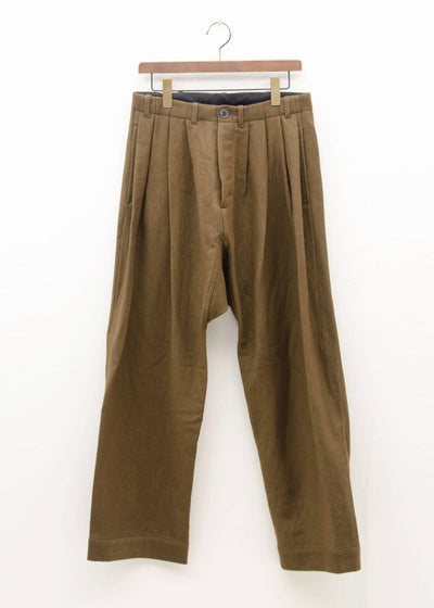 JAN-JAN VAN ESSCHE "TROUSERS#65" OLIVE VINTAGE LINEN/WOOL
