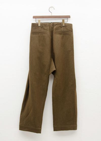 JAN-JAN VAN ESSCHE "TROUSERS#65" OLIVE VINTAGE LINEN/WOOL