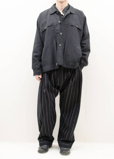 JAN-JAN VAN ESSCHE "TROUSERS#65" BLACK STRIPED VINTAGE WOOL