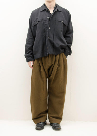 JAN-JAN VAN ESSCHE "TROUSERS#65" OLIVE VINTAGE LINEN/WOOL