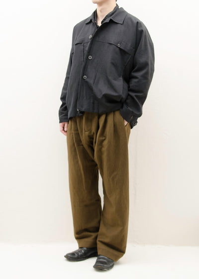 JAN-JAN VAN ESSCHE "TROUSERS#65" OLIVE VINTAGE LINEN/WOOL