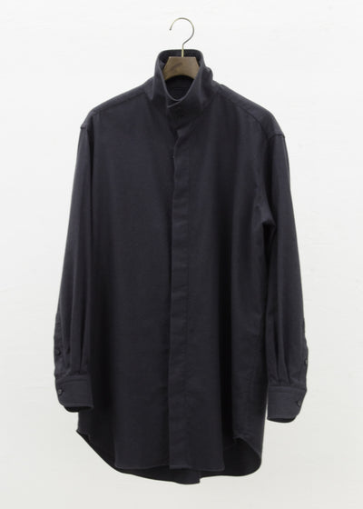 ZIIIN "OSCAR / 21AW" HIGH NECK COLLAR SHIRT / BLACK