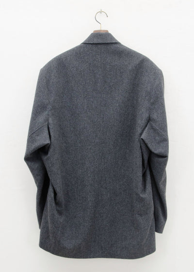 HED MAYNER DROPPED BACK DOUBLE BREASTED JACKET / GREY FLANNEL