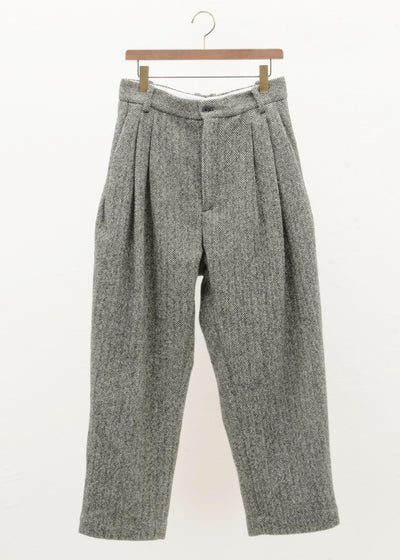 HED MAYNER 6 PLEAT PANT / GREY HERRINGBONE
