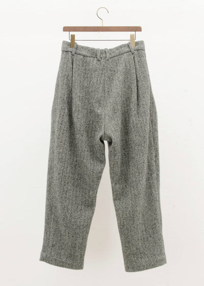 HED MAYNER 6 PLEAT PANT / GREY HERRINGBONE