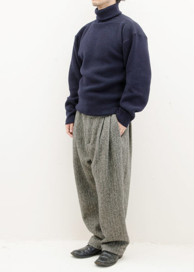 HED MAYNER 6 PLEAT PANT / GREY HERRINGBONE