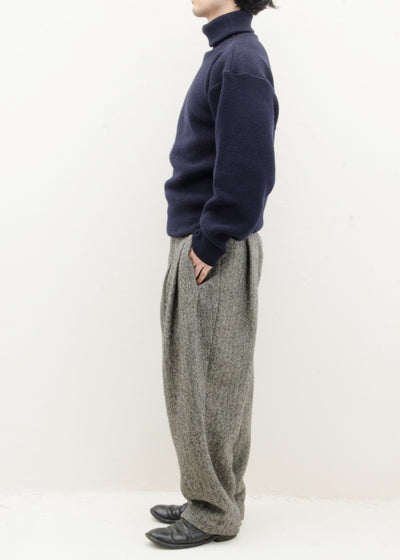 HED MAYNER 6 PLEAT PANT / GREY HERRINGBONE