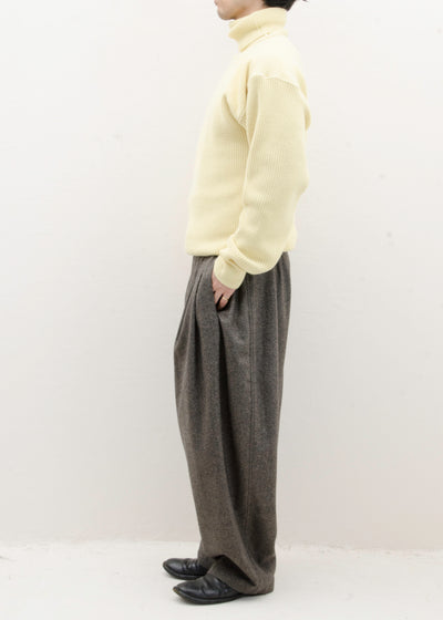 HED MAYNER 8 PLEAT PANT / GRAY HERRINGBONE