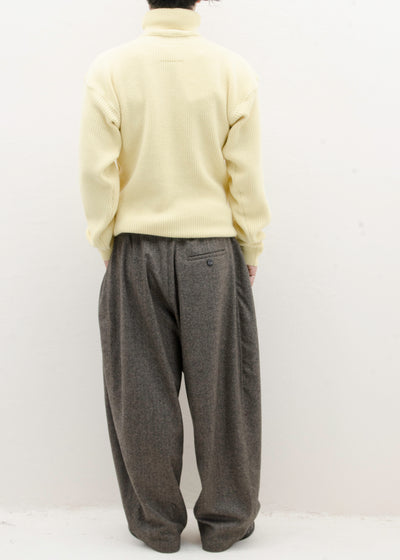HED MAYNER 8 PLEAT PANT / GRAY HERRINGBONE