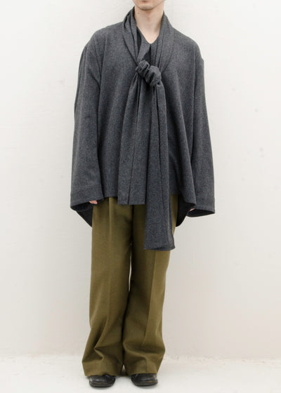 HED MAYNER SCARF COLLAR SHIRT / GRAY FLANNEL
