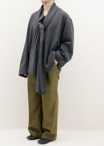 HED MAYNER SCARF COLLAR SHIRT / GRAY FLANNEL
