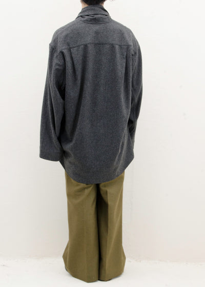 HED MAYNER SCARF COLLAR SHIRT / GRAY FLANNEL