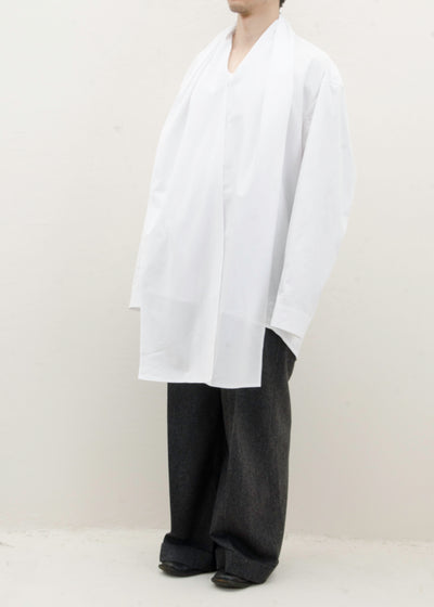 HED MAYNER SCARF COLLAR SHIRT / WHITE