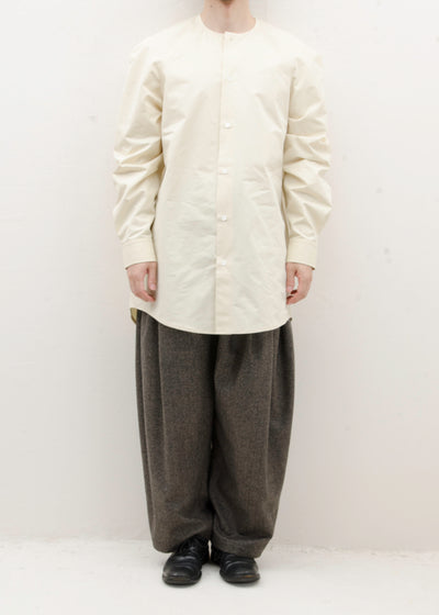 HED MAYNER COLLARLESS RAGLAN SHIRT / IVORY
