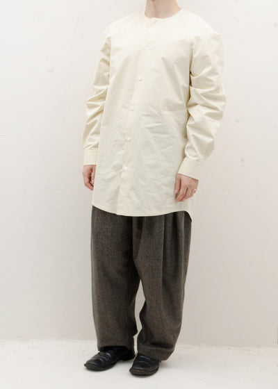 HED MAYNER COLLARLESS RAGLAN SHIRT / IVORY